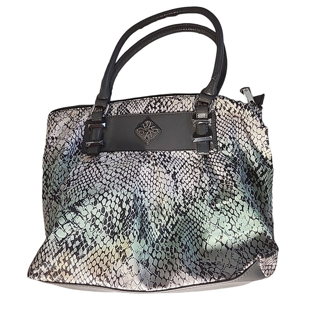 Simply Vera Vera Wang Snakeskin Satchel Handbag Grey Mint Green Animal Print Bag